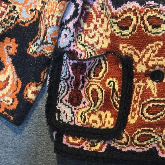 Farm Rio Women's Black Sweet Mermaids Knit Wool Jacket Size XS - Picture 3 of 9